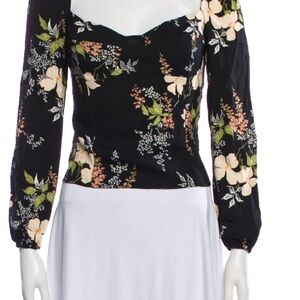 Reformation Black Floral Blouse